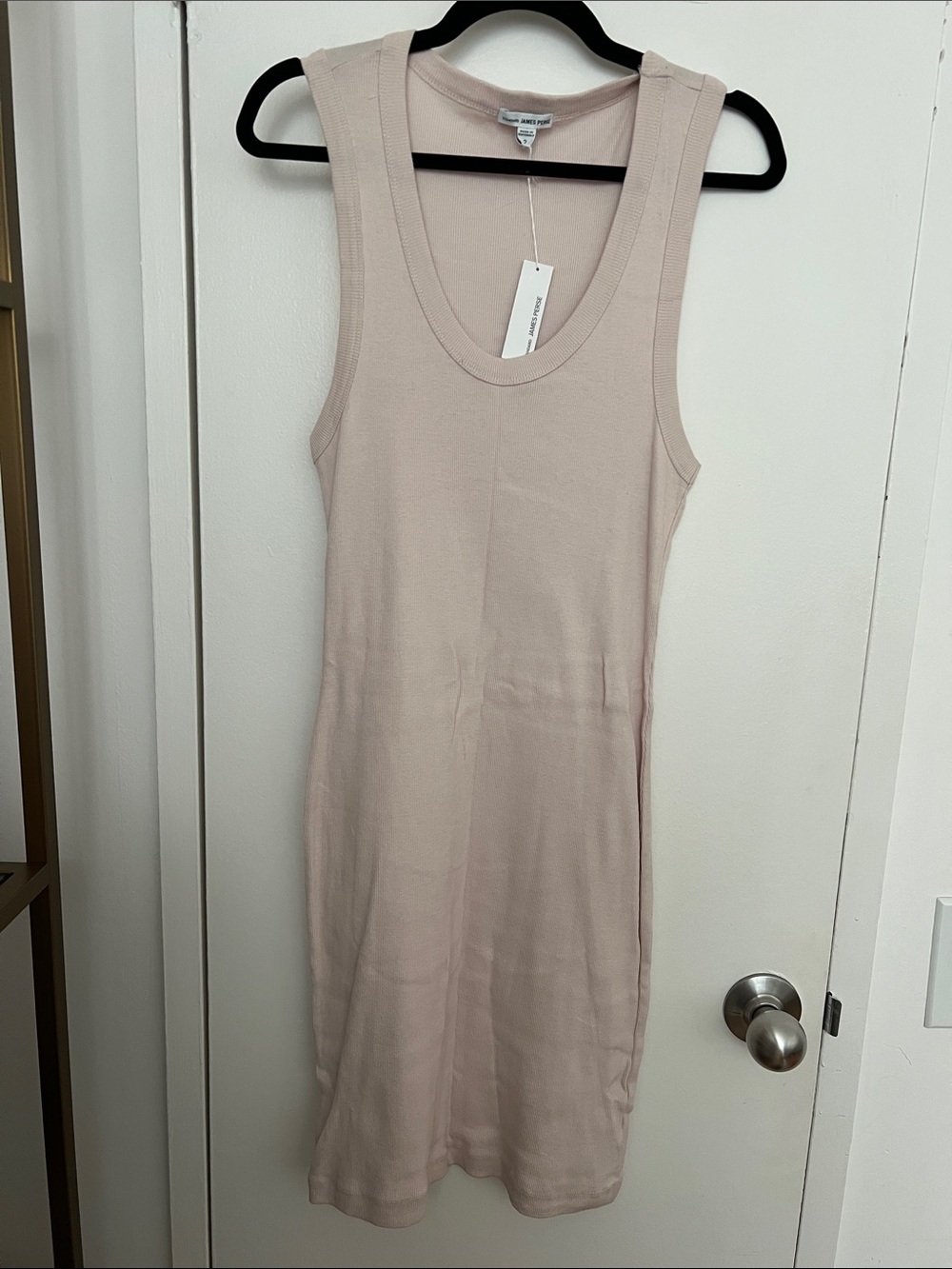 James Perse Sleeveless Ribbed Midi Dress in Pale Blush